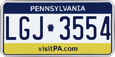 PA license plate LGJ3554