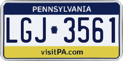 PA license plate LGJ3561