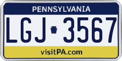 PA license plate LGJ3567