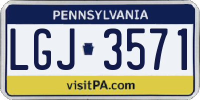 PA license plate LGJ3571