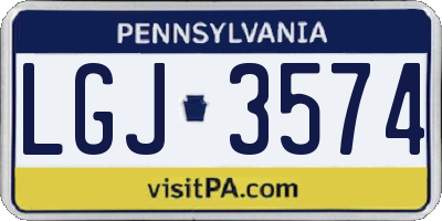 PA license plate LGJ3574