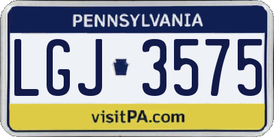 PA license plate LGJ3575