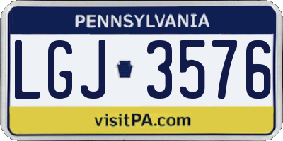PA license plate LGJ3576