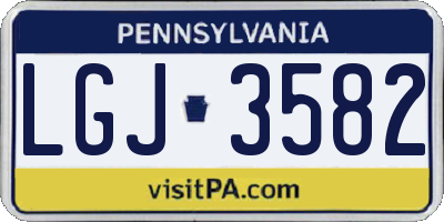 PA license plate LGJ3582
