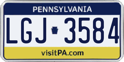 PA license plate LGJ3584