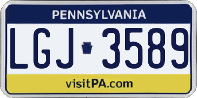 PA license plate LGJ3589
