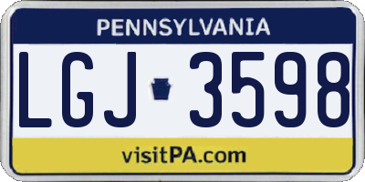 PA license plate LGJ3598