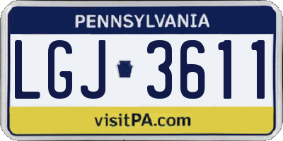PA license plate LGJ3611