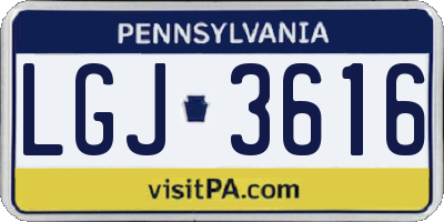 PA license plate LGJ3616