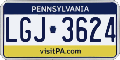 PA license plate LGJ3624