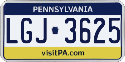 PA license plate LGJ3625