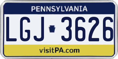 PA license plate LGJ3626