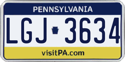 PA license plate LGJ3634