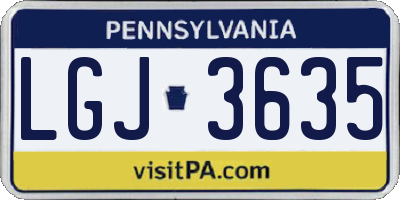 PA license plate LGJ3635