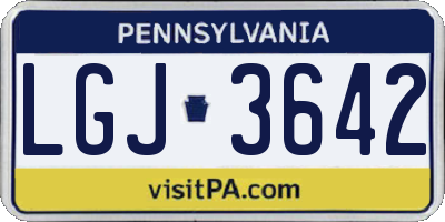 PA license plate LGJ3642