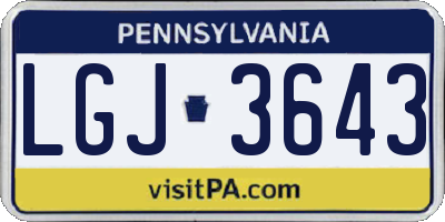 PA license plate LGJ3643