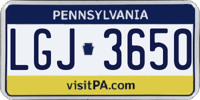 PA license plate LGJ3650