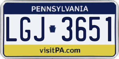 PA license plate LGJ3651