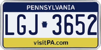 PA license plate LGJ3652