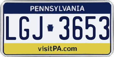 PA license plate LGJ3653