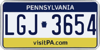 PA license plate LGJ3654