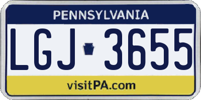 PA license plate LGJ3655