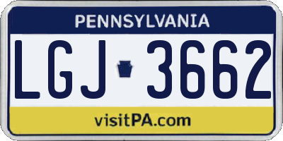 PA license plate LGJ3662