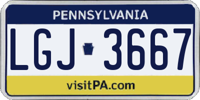 PA license plate LGJ3667