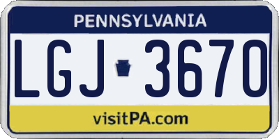 PA license plate LGJ3670