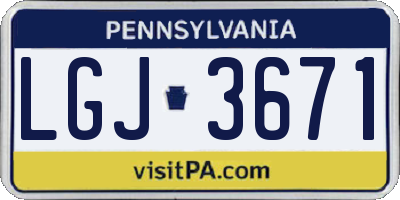 PA license plate LGJ3671