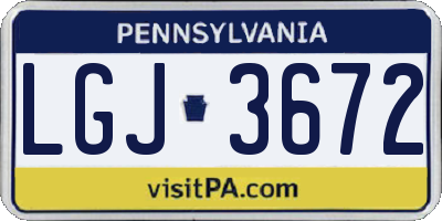 PA license plate LGJ3672