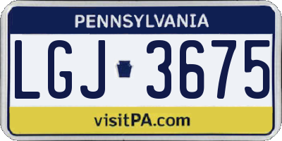 PA license plate LGJ3675