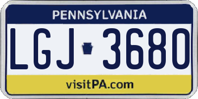 PA license plate LGJ3680
