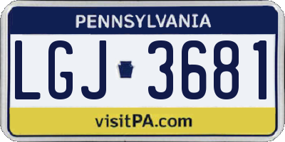 PA license plate LGJ3681