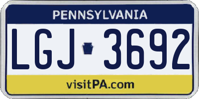 PA license plate LGJ3692