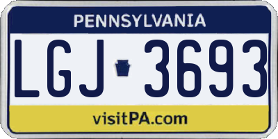 PA license plate LGJ3693