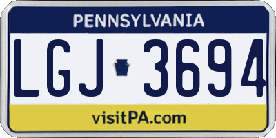 PA license plate LGJ3694