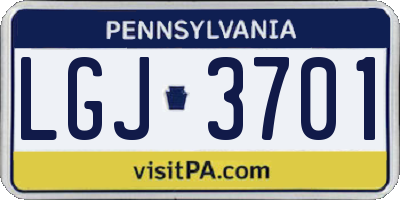 PA license plate LGJ3701
