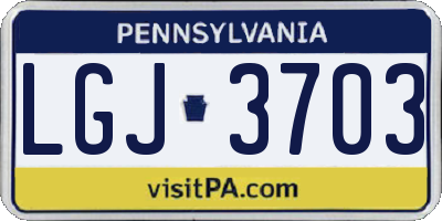 PA license plate LGJ3703
