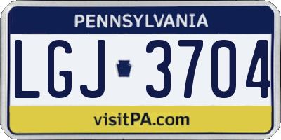 PA license plate LGJ3704