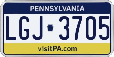 PA license plate LGJ3705