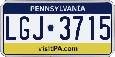 PA license plate LGJ3715