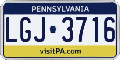 PA license plate LGJ3716