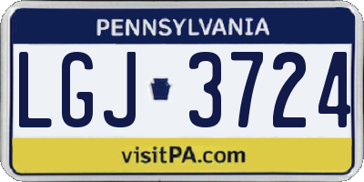 PA license plate LGJ3724