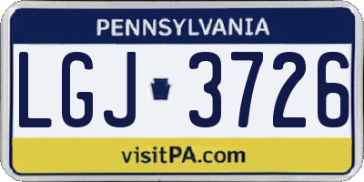PA license plate LGJ3726