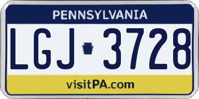 PA license plate LGJ3728