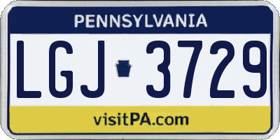 PA license plate LGJ3729