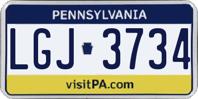 PA license plate LGJ3734
