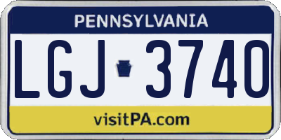 PA license plate LGJ3740