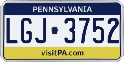 PA license plate LGJ3752